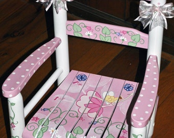 Kids Rocking Chair,Childs Rocking,Handpainted Rocking Chair, Chair,Rocker,Nursery Furniture,Baby Shower,Toddler Gift,Fairy Princess II,Fairy