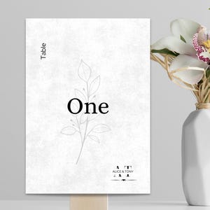 Moderne minimalistische Hochzeitstischnummer - Bearbeitbare Canva-Vorlage - Teil der Hochzeitsreihe
