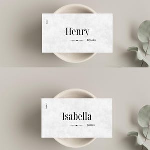 Moderne minimalistische Hochzeitstisch-Platzkarte - Bearbeitbare Namens-Tischkarte - Teil der Hochzeitsreihe
