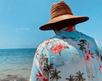 Camisa hawaiana CH-47 Chinook con botones tropicales, camisa con estampado de palmeras para amantes de la aviación militar, camisa de piloto para la playa para las vacaciones de verano