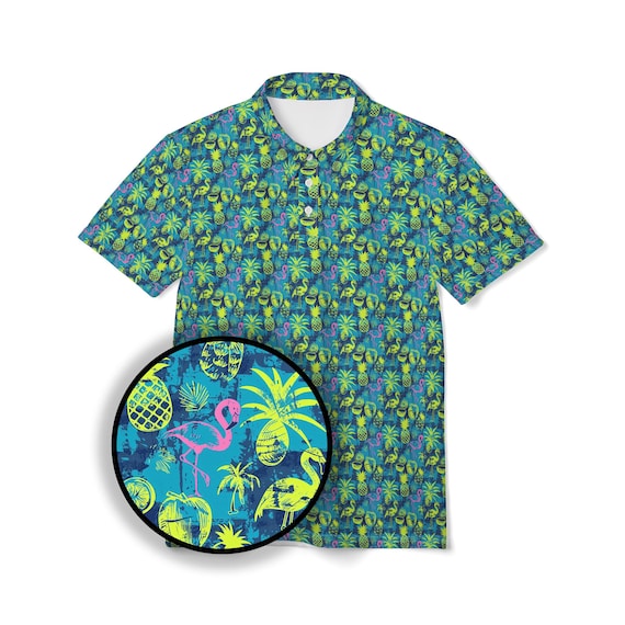 Golfers Paradise Men's Tropical Hawaiian Shirt - 100% Cotton Poplin, Made In Hawaii, Coconut Shell Buttons