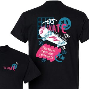 Just Skate Graphic Tee: Y2K Graffiti Skater Clothing