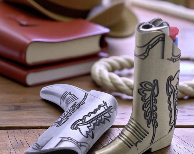 Retro Cowboy Boot Metal Lighter Case | Western Decor, BIC Mini J5/J6