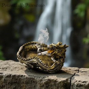 Retro Dragon Ashtray – Creative Panlong Design | Home & Office Desk Decor | Multifunctional Smoker Gift for Men and Boyfriend