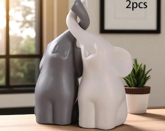 Elephant Couple Ceramic Ornament, Modern Home Decor, Mother's Day Gift
