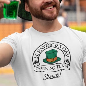 St Patrick&#39;s Day Drinking Team Shirt Funny Irish Pride Sláinte Top Hat Logo St Paddy’s Party Tee for St Patrick’s Day Revelers