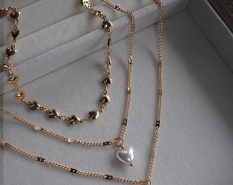 Layered Heart Locket Pearl Necklace – Vintage-Inspired Love Pendant, Dainty Multi-Layer Chain Jewelry,Romantic Gift for Her,Romantic jewelry