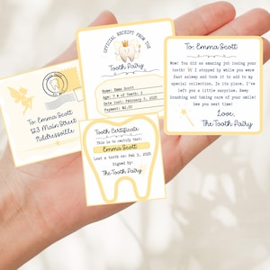 Paquete editable de Hada de los Dientes en miniatura: carta personalizada, recibo de diente, certificado y sobre, recuerdo mágico, descarga instantánea