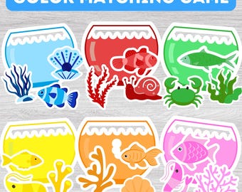 Printable Fishbowl Color Matching Game: Kids Memory Activity (Instant Download)