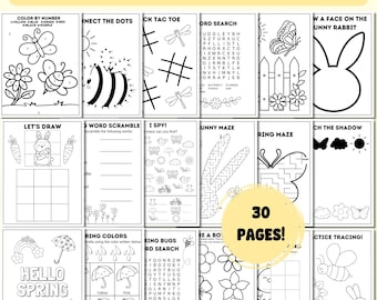 Spring Kids Activity Bundle: Printable Games & Coloring Pages (Digital Download)