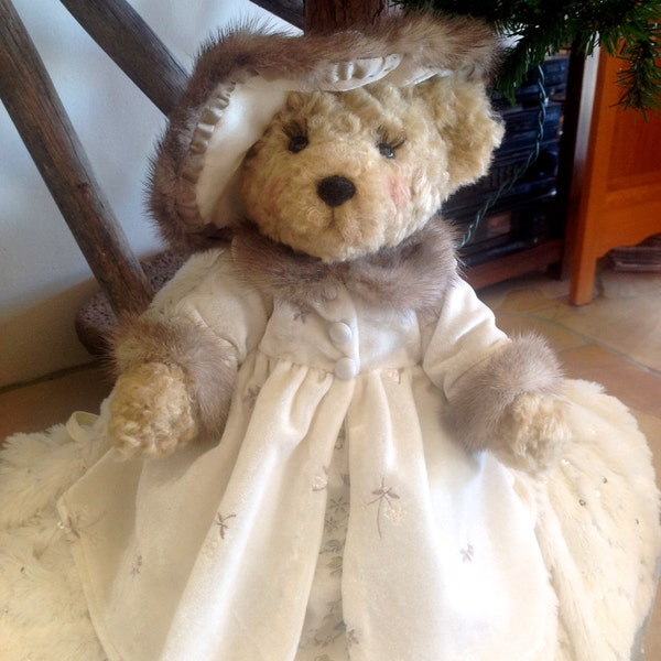 Sadie, Winter Wonderland Artist Bear, Mink Trimmed Coat and Hat