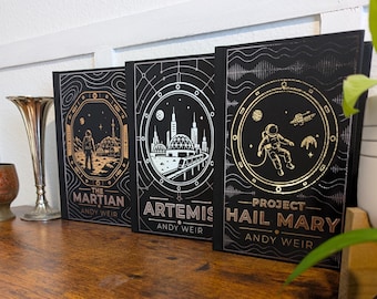 Project Hail Mary, Artemis, and The Martian by Andy Weir Special Edition Book Rebinds