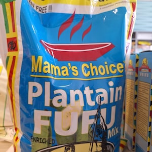 Mama&#39;s Choice Fufu 144oz / Plantain Fufu, Ghana Fufu, Gluten-free Fufu, Mix plantain Fufu.