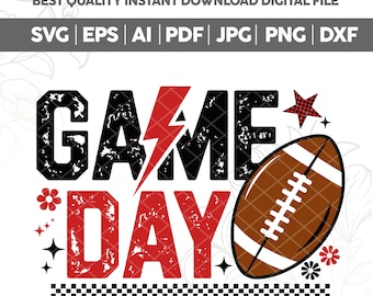 Retro Game Day SVG PNG,Red & Black Png,Football Season PNG,Retro Checkered Football Png,Custom School Colors,Distressed Touchdown Shirt Svg