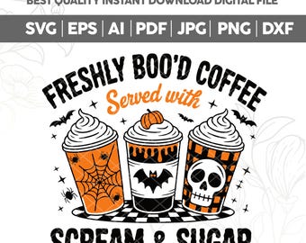 Freshly Boo’d Coffee Halloween SVG PNG,Halloween Shirt Design,Trendy Halloween Humor Png,Spooky Caffeinated Fall Png,Halloween Coffee Png