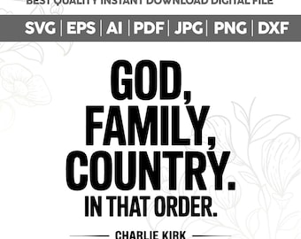 American Patriot,God Family Country In That Order SVG PNG,Charlie Kirk Freedom Svg,Flag,Patriot,Freedom,Charlie Kirk Activist Png,Cricut