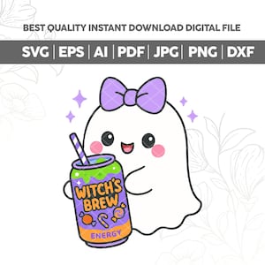 Kawaii Witch’s Brew Ghost SVG PNG,Cute Soda Can Energy Drink Png,Funny Halloween,Fall Png,Little Ghosts Drink Png,Halloween Gift,Cricut file