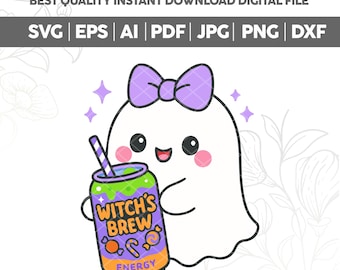 Kawaii Witch’s Brew Ghost SVG PNG,Cute Soda Can Energy Drink Png,Funny Halloween,Fall Png,Little Ghosts Drink Png,Halloween Gift,Cricut file
