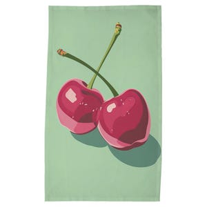 Vintage Style Cherry Towel | Kitsch Kitchen Decor | Bright Fruit Dishcloth Gift