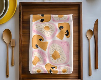 Paño de cocina con forma de hongo: decoración de cocina retro de los años 70, hongos cottagecore
