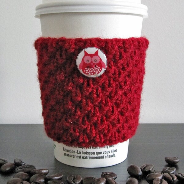 Hoot Do You Love Cup Cozy With Handmade Button