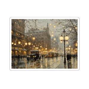 Vintage stadslichten kiss-cut stickers, mooie laptopstickers, esthetisch cadeau voor autoliefhebbers, woondecoratie, reisdagboek