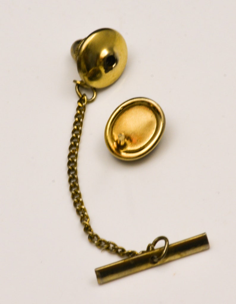 Wedding Tie Tack Tie Tack with Chain Black and Gold Tie Tack with Rhinestone Formal Tie Tack