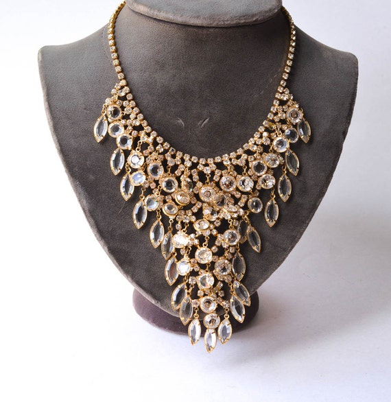 Crystal Bib Necklace, Statement Necklace
