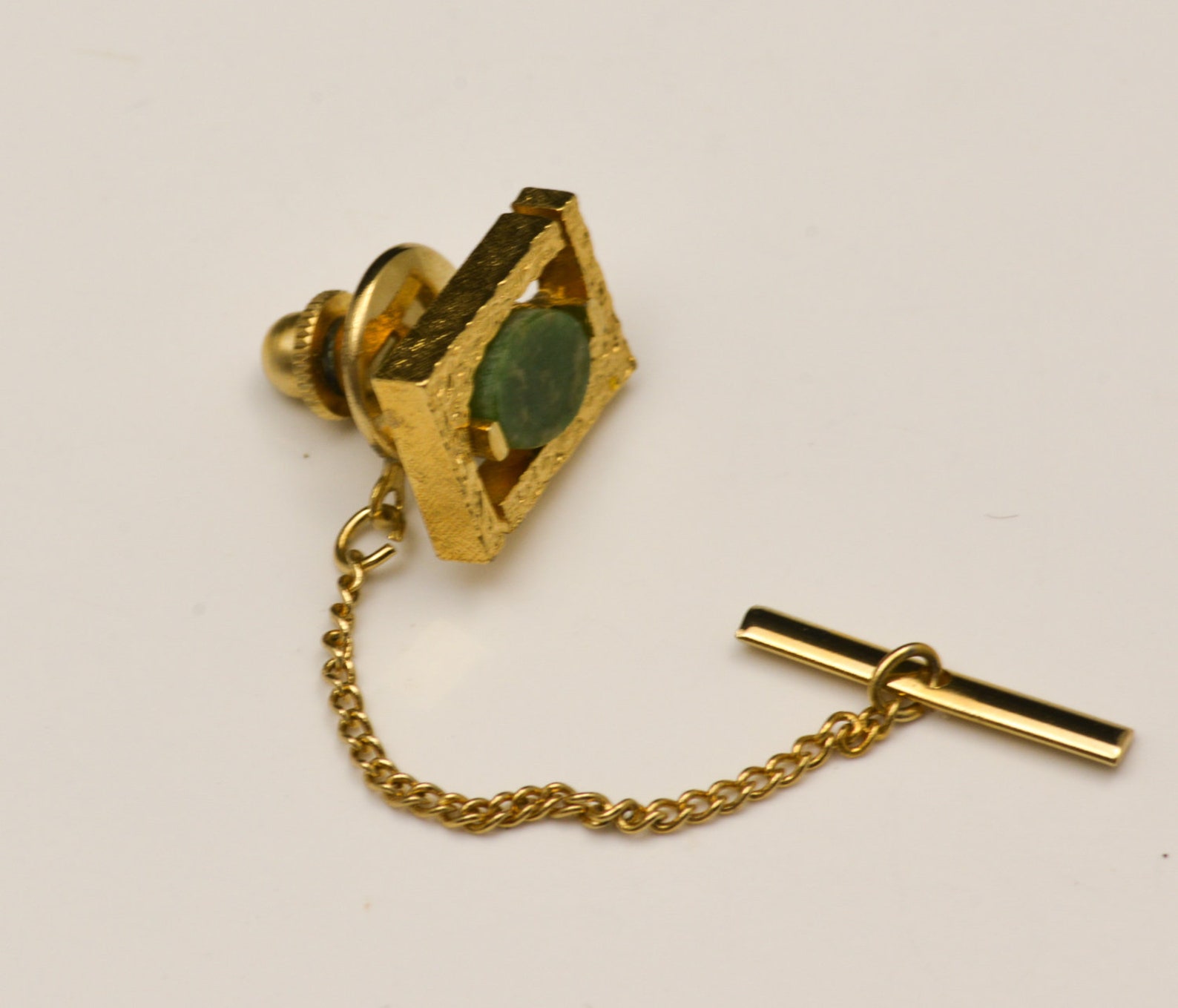 Gold Tie Tack Jade Tie Tack with Chain Etsy 日本