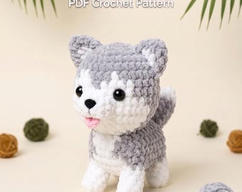 No-Sew Husky Amigurumi Crochet Pattern PDF Beginner Friendly Plush Toy Tutorial (eng, fr, de, sp)