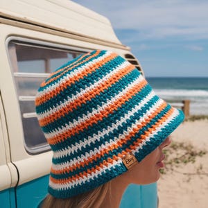Crochet Hat Pattern Boho Striped, Beginner Beach Sun Hat DIY (PDF Download)