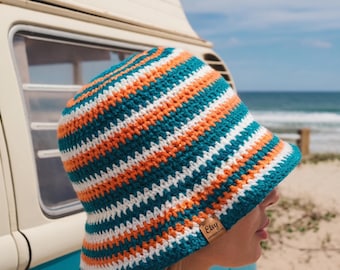 Patrón de gorro de ganchillo estilo boho a rayas, gorro de playa para principiantes (descarga en PDF)
