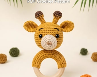 No-Sew Crochet Giraffe Rattle Pattern, Amigurumi Toy (PDF Download)