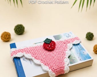 Crochet Strawberry Cream Bookmark Pattern PDF Easy