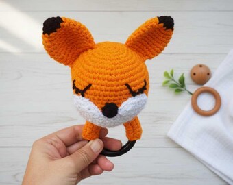 No-Sew Crochet Fox Baby Rattle Pattern, Cute Woodland Amigurumi Toy, Easy Beginner Crochet, Instant PDF Download