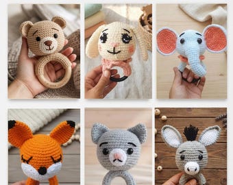 Amigurumi Crochet Rattle Patterns Bundle, Baby Toy PDF Instructions (Digital Download)