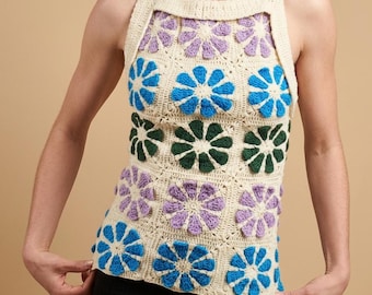 Tank Top Crochet Pattern Granny Square Flower (PDF Download)