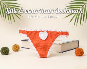 Crochet Heart Bookmark Pattern PDF Book Thong Easy