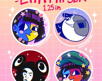 ENA & Friends 1.25in Pinback Button 4pc Set