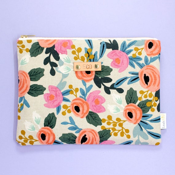 Floral Clutch Personalized Gift for Her Small Travel Organizer Monogrammed Zipper Pouch Rifle Paper Co Clutch Mothers Day Gift Under 30