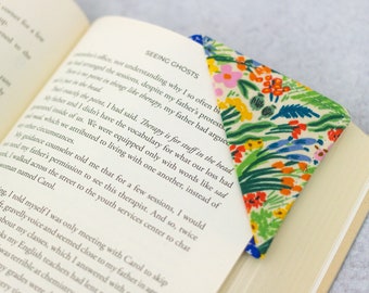 Floral Corner Bookmark, Small Gifts for Teachers, Fabric Bookmark, Book Club Gift, Stocking Stuffer Gift Under 10, Book Accessory