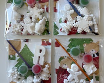 Mini Christmas Paint Kit – DIY Plaster Figurines, Holiday Craft