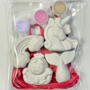 Unicorn Party Favor Clay Kit - DIY Paintable Unicorn with Paint & Brush - Magical Birthday Gift - Kids Craft Activity
