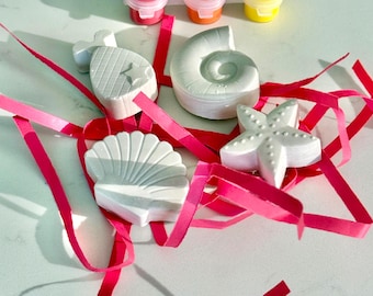 Sea Shell Clay Painting Kit: Beach Party Favor, Mermaid Birthday Activity