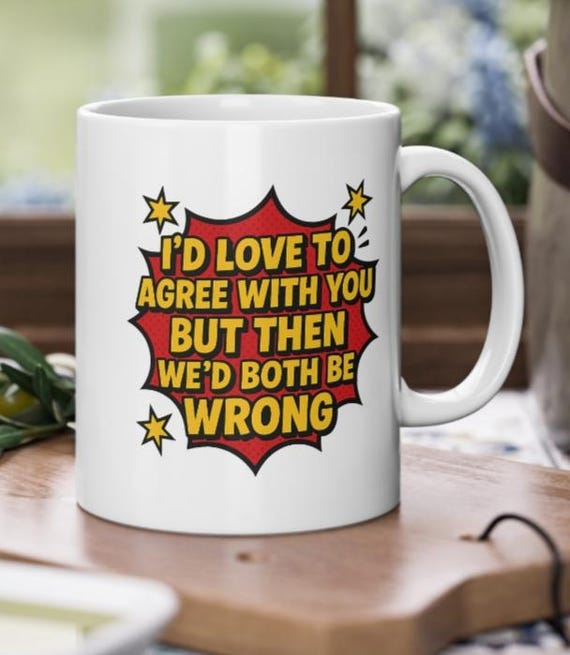 Funny comic coffee mug 330ml with saying - unique gift for coffee lovers