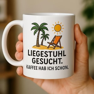 Funny office mug with the saying "Looking for a deck chair" – Funny coffee mug for office & home, gift idea for colleagues and friends