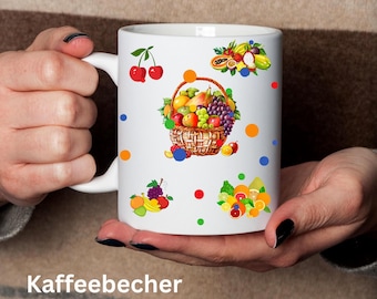 Ceramic cup fruit motif gift idea & kitchen decoration