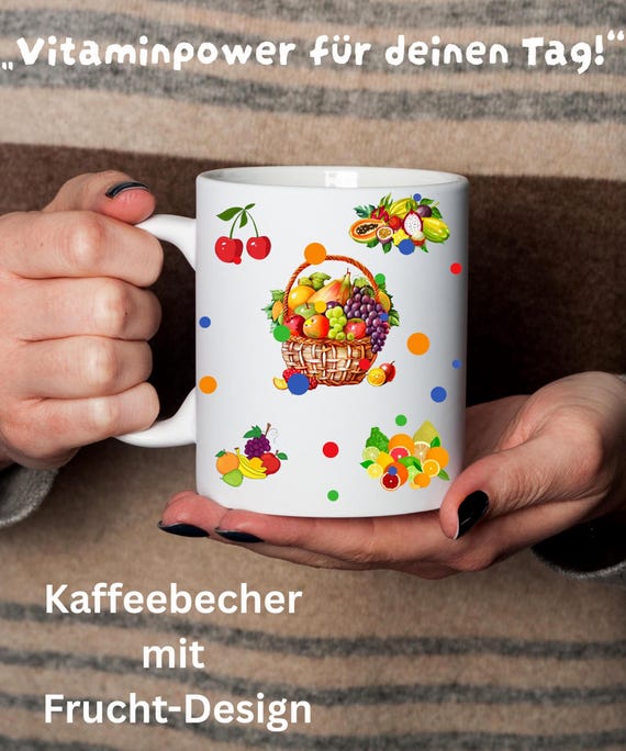 Ceramic cup fruit motif gift idea & kitchen decoration