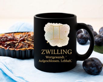 Coffee Mug, Gemini Zodiac Sign, Gold Traits, Astrology Gift, For Her, Zodiac Sign