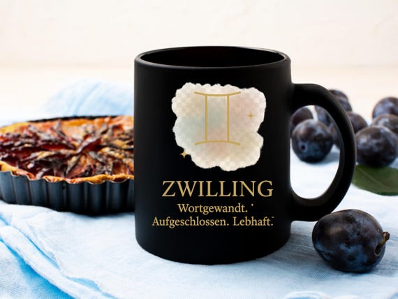 Coffee Mug, Gemini Zodiac Sign, Gold Traits, Astrology Gift, For Her, Zodiac Sign